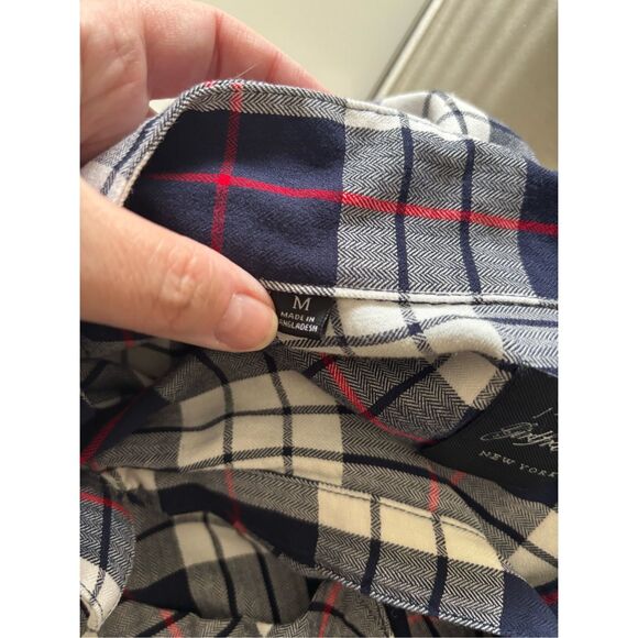 Jachs Girlfriend Plaid Shirt Short Sleeve Button Up Blue Red Women’s Size Medium - Picture 3 of 8